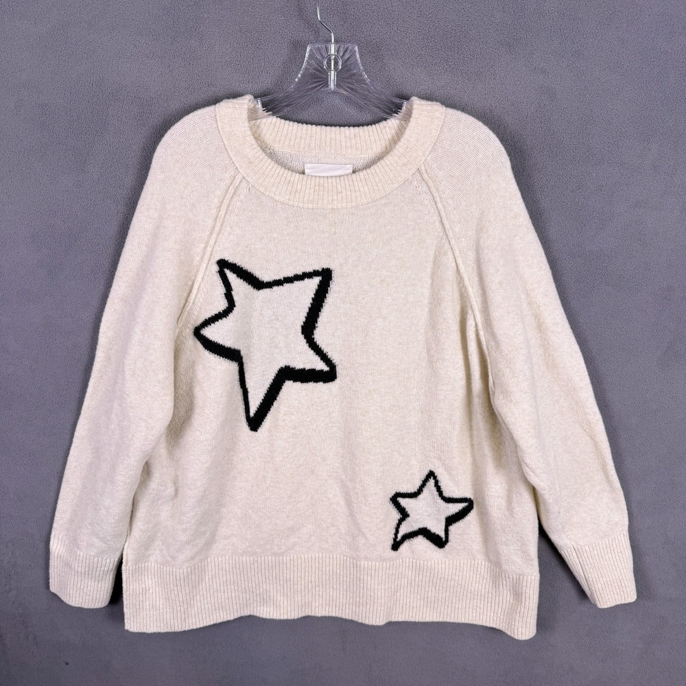 Aerie Chunky Sweater Oversized Pullover Long Sleeve Size L Beachy Stars Clean